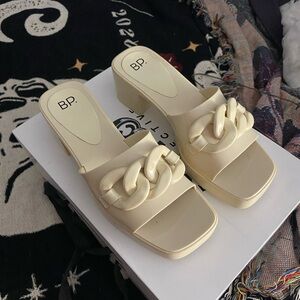 Cream chunky heels